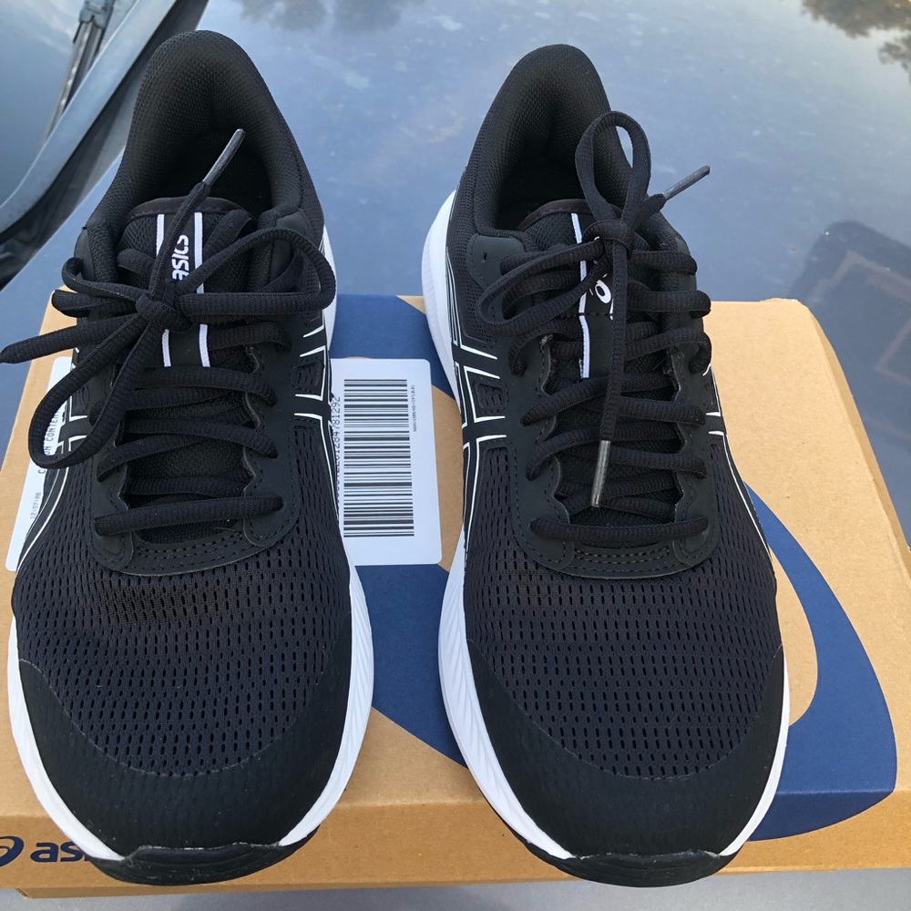 ASICS Black and White Mesh Running Sneakers